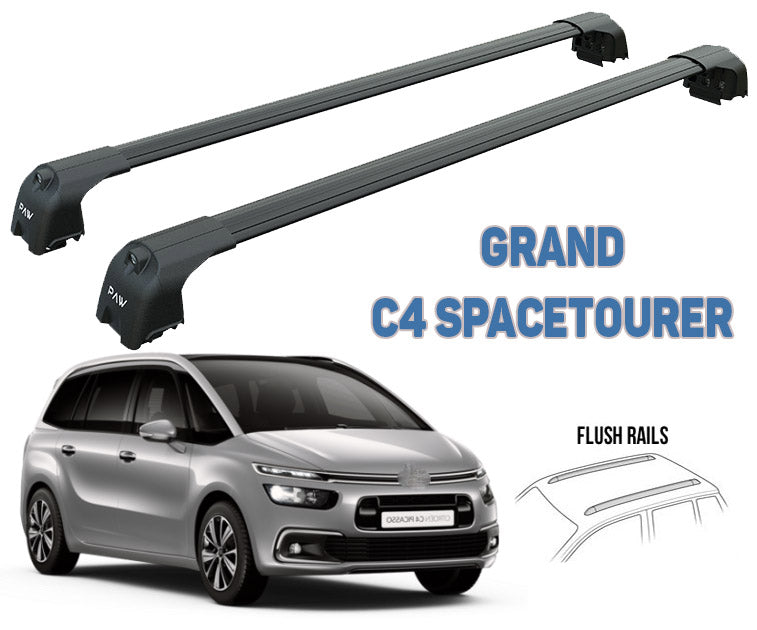 For Citroen C4 Grand Spacetourer 2018-Up Roof Rack System, Aluminium Cross Bar, Metal Bracket, Lockable, Black For Citroen C4 Grand Spacetourer 2018-Up Roof Rack System, Aluminium Cross Bar, Metal Bracket, Lockable, Black